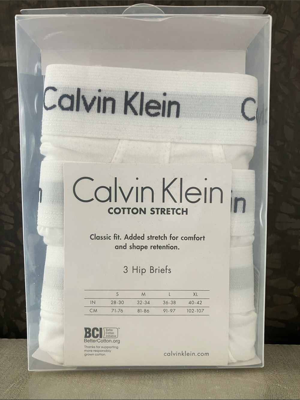 CALVIN KLEIN White Cotton Stretch Classic Fit Briefs - 3 Pack Men’s Size M NIB - Picture 2 of 6